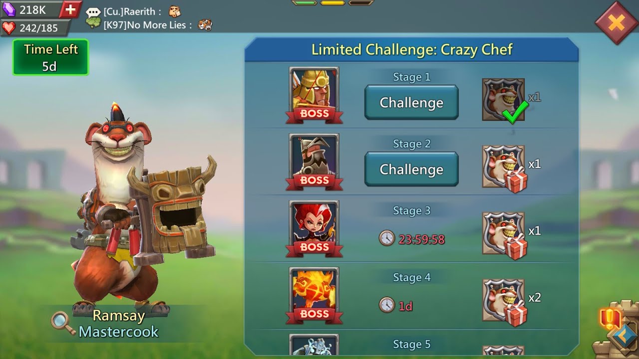 Lords mobile Limited Challenge master cook Stage 2 Auto | crazy chef Limited Challenge Stage 2 Auto
