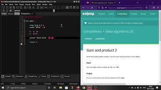 Sum and product 2 in C programming language. #Eolymp problem 8600.