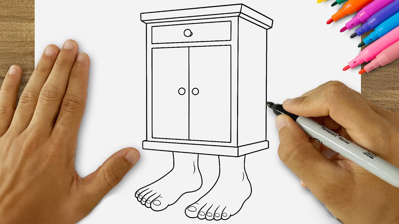 How to Draw a Walking Closet | Very Easy Step by Step Funny Furniture ...