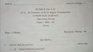 Operating system BCA 3rd Sem question paper Gulbarga University 2022 ( MBA Mcom MCA Course Computer