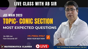 JEE MAIN 2023 |Conic Sections PYQ & Expected Questions for JEE | Live with Ab Sir