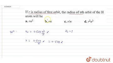 If gt is radius of first orbit , the radius of nth orbit of the H atom  will be