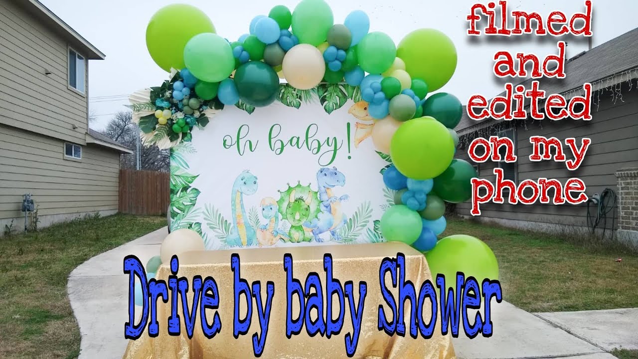 Dino themed drive by baby shower backdrop