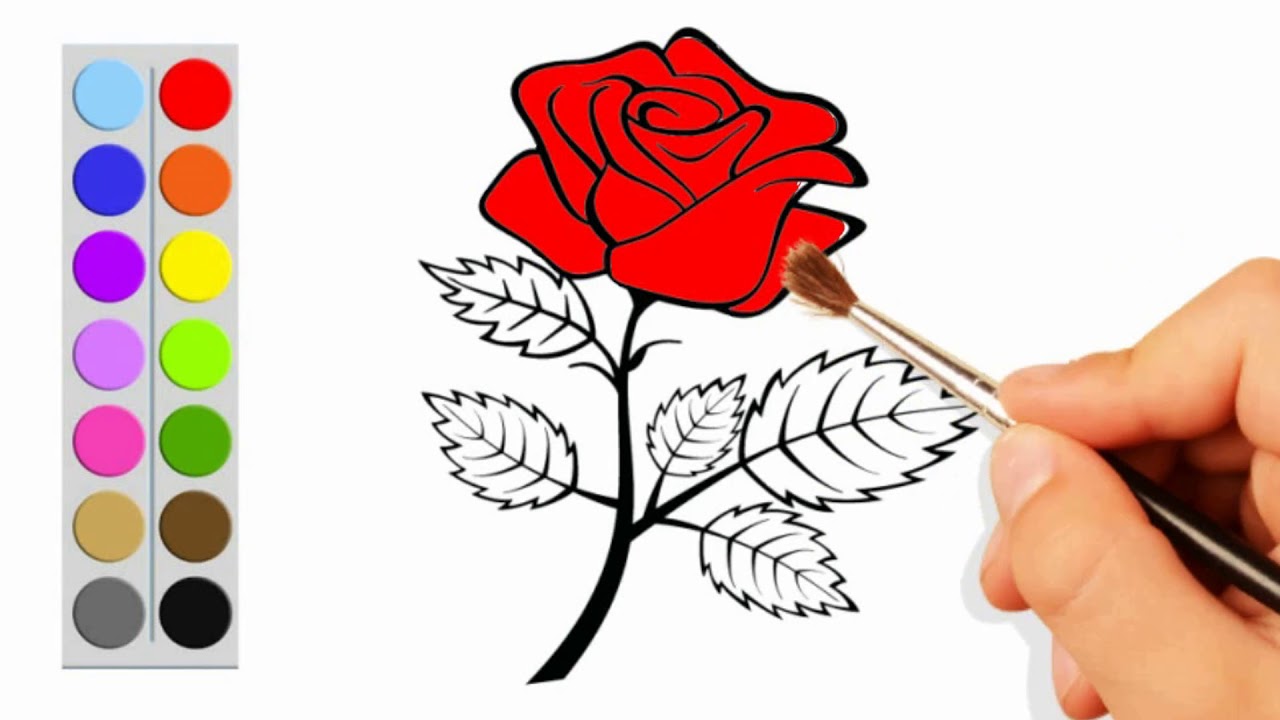 How to Draw Rose Flowers Coloring Pages for kids | Flowers coloring ...