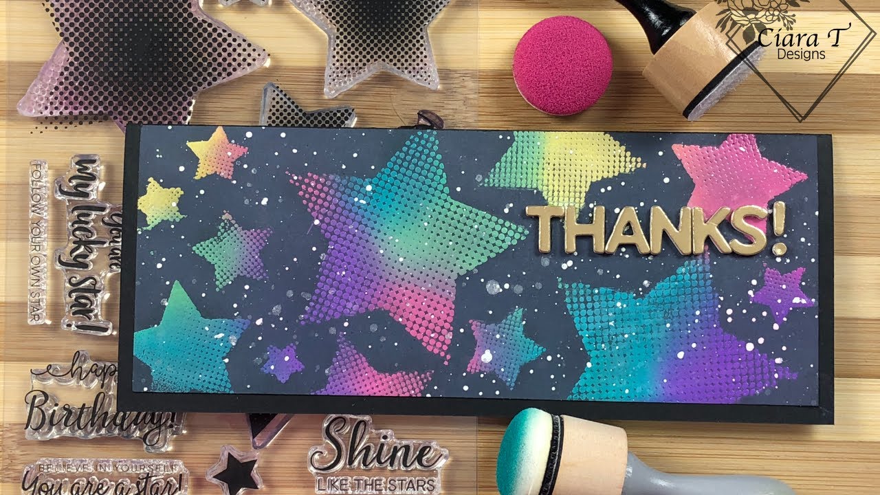 Distress Oxide Blended Star Slimline Card | Altenew Halftone Stars