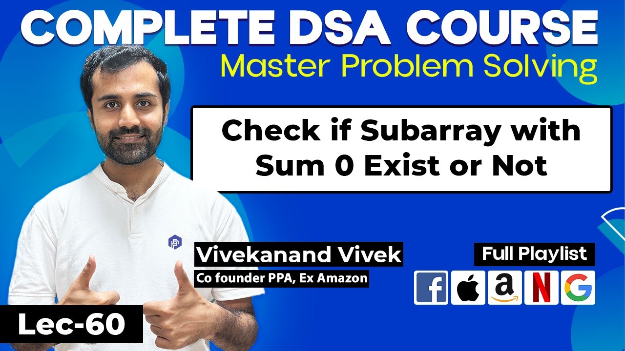 Check if Subarray with Sum 0 Exists or Not | L-60 - YouTube