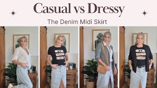 Casual vs Dressy - The denim midi skirt