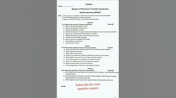 Quality assurance question paper 6th semester Bpharma Era university