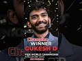Gukhesh D world 🌎 Youngest champion 🏆 winner create history #chess #gukhesh