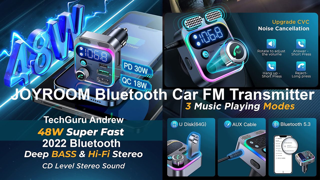 Joyroom Bluetooth 5.3fm/aux Bluetooth Adaptateur De Voiture