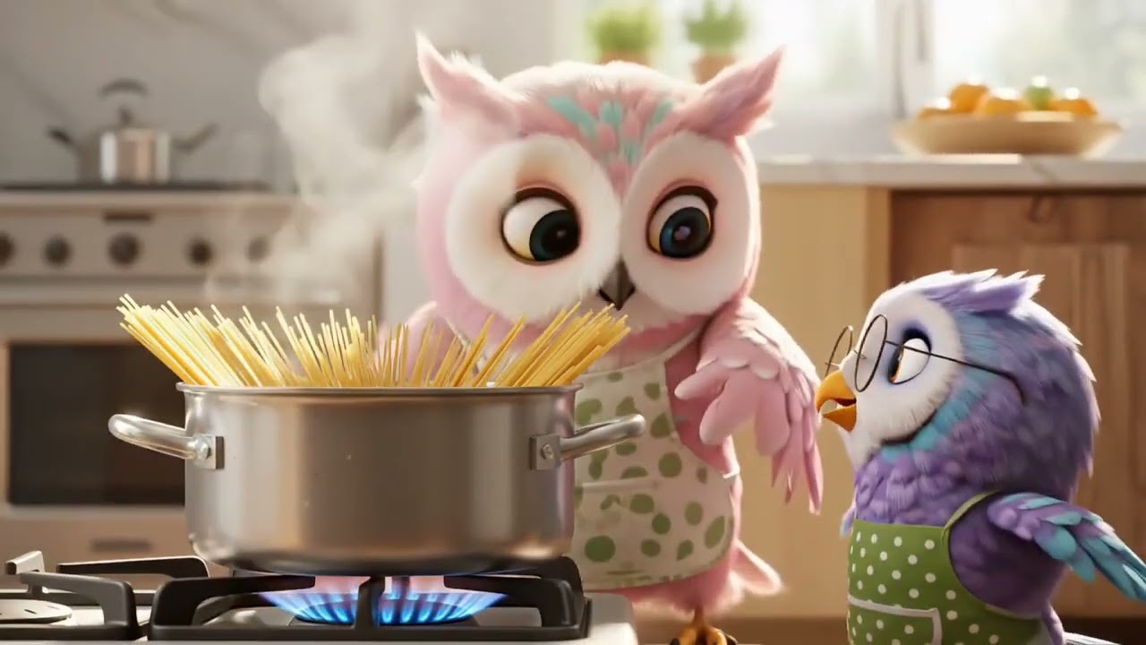 Luma and Friends Cook Spaghetti | Fun Cartoon Cooking Adventure for Kids 🦉