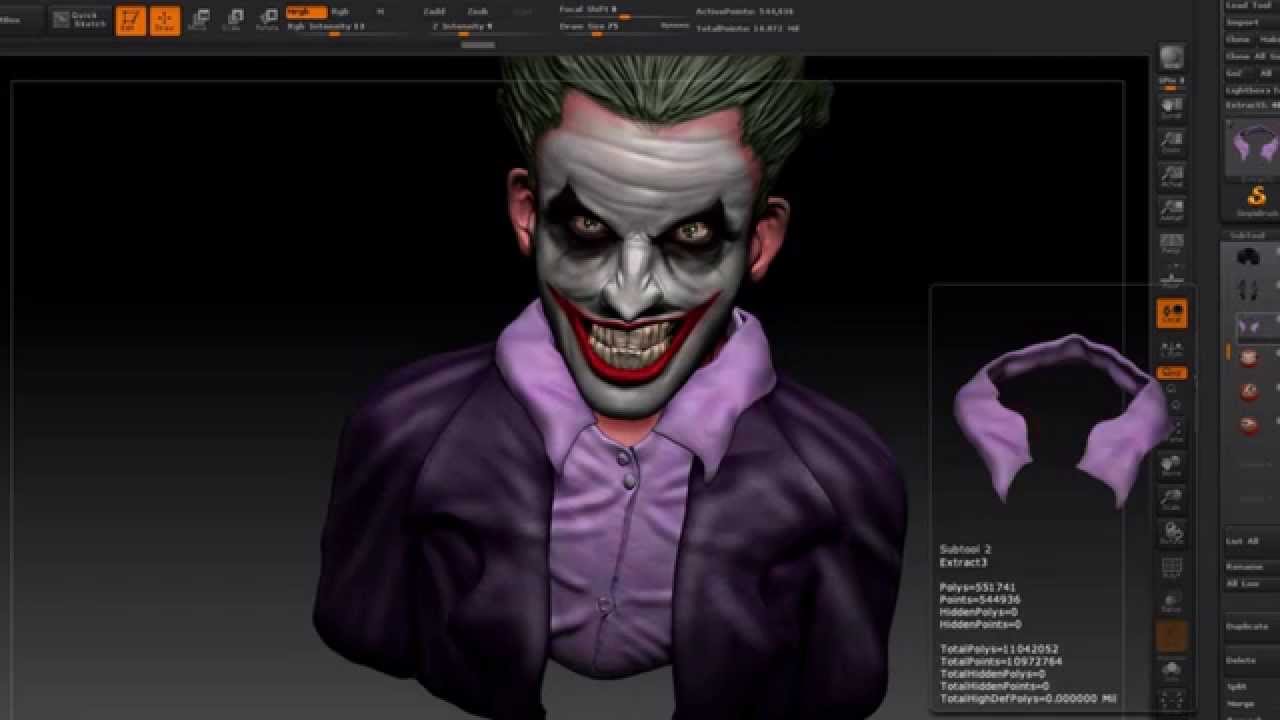 joker stitched face zbrush