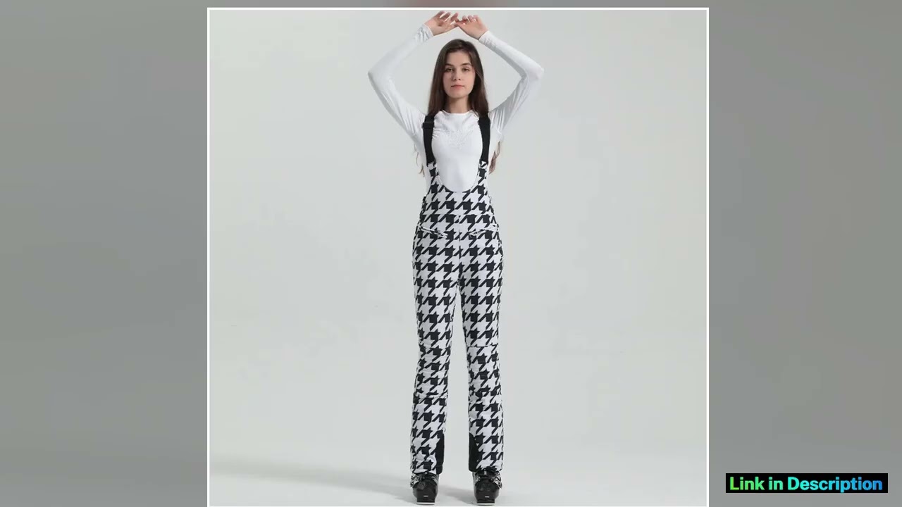 2024 Gsou Snow Winter Ski Pant Women Snowboard Strap Trouser High Waist Elastic Windproof Waterproo