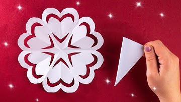 Paper Cutting Design❄️How to make a paper hearts snowflake for Christmas [Clear tutorial DIY]