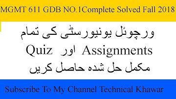 MGMT 611 GDB No 1 Complete Solution Fall 2018