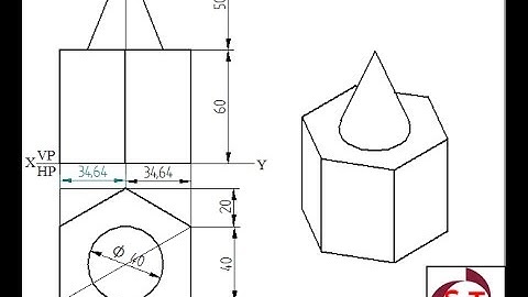 Hexagonal prism and cone: Isometric projection using Solid Edge