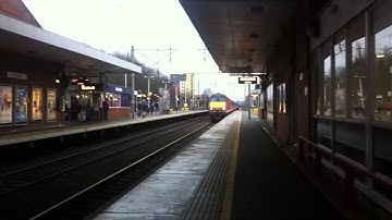 Class 91 passing Stevenage at speed