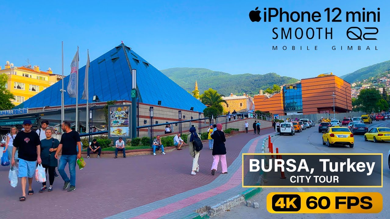 【4K】BURSA, Turkey - Walking City ​​Center Tour - Travel Guide - iPhone 12 Mini