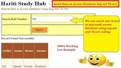 Search Data in Database with Asp.Net Vb.Net | Hindi | MS Access Database | Free Online Class