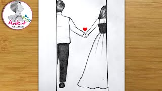 Romantic Couple Holding Hand Drawing Pencil Sketch / Love Couple Drawing/ Valentines Day Drawing ♥️
