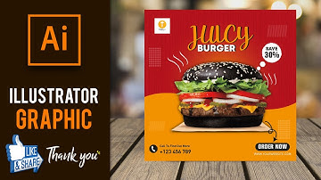 How to make  Fast Food Social Media Post in Illustrator-Adobe tutorial