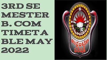 Andhra University 3rd Semester B. COM Timetable may 2022|AU Degree 3rd Sem Exams Timetable 2022
