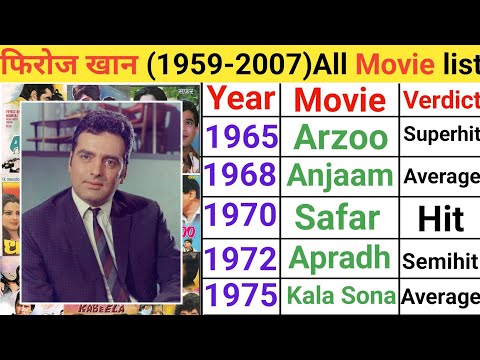 فهرست فیلم های فیروز خان ۱۹۵۹ ۲۰۰۷ فیلم های موفق و ناموفق فیروز خان فیلم های فیروز خان 