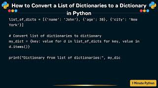How to Convert a List of Dictionaries to a Dictionary in Python