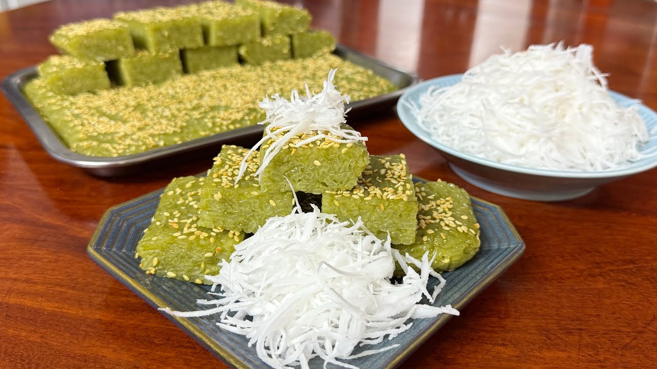 របៀបធ្វើ ទ្រាបបាយដំណើប រសជាតិតើយលាយជាមួយធុរេន ||​ Khmer Sticky Rice Cake with Pandan & Durian Flavor