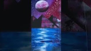 Spray paint art tutorial - moon & Pyramids over water scene