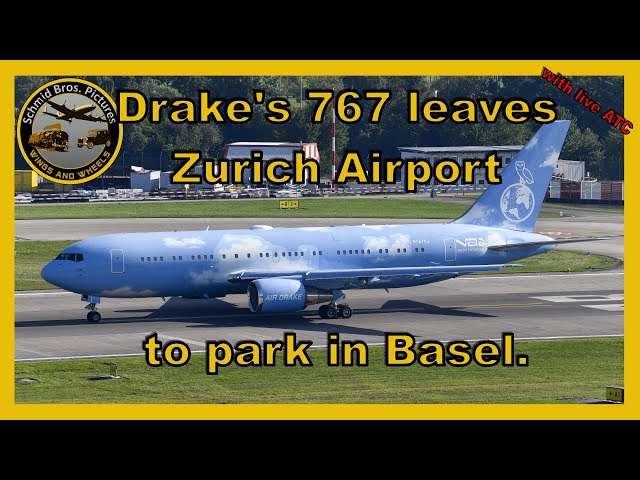 Drake's beautiful Boeing 767 ''N767CJ'' leaves Zurich Airport to