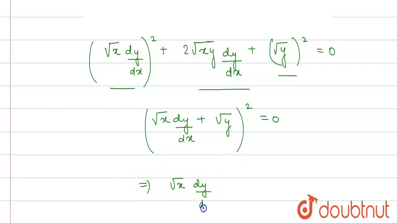 Solution of the differential equation `x((dy)/(dx))^(2)+2sqrt(xy)(dy ...