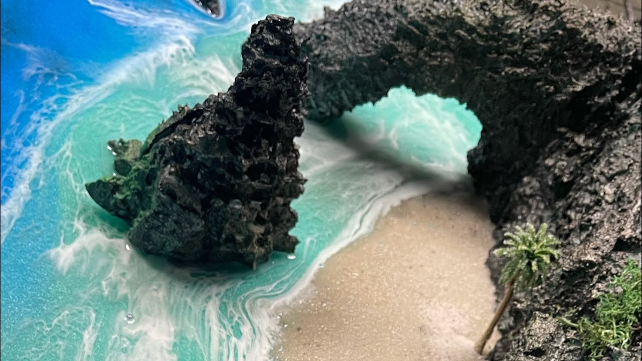 Painting “Treasure Island” epic ocean beach art by Nick Metcalf time lapse