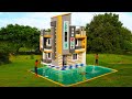 Full building creative a modern 3story mud villa house with swimming pool by ancient skills