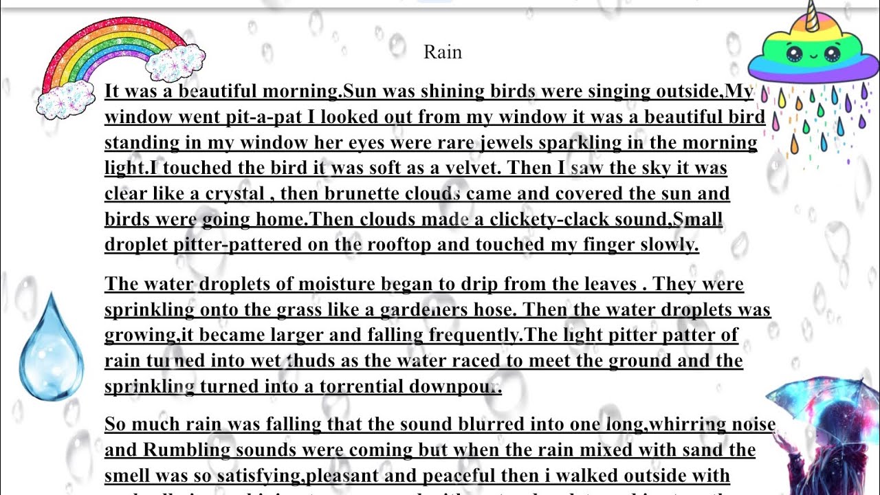 Descriptive Writing On Rain In 315 Words Describing My Feelings And 