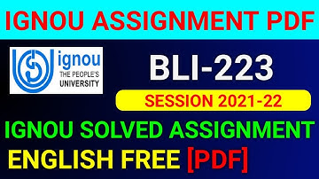 BLI-223 Solved Assignment 2022, BLI 223 Solved Assignment 2021-22 in English, BLI 223 Assignment