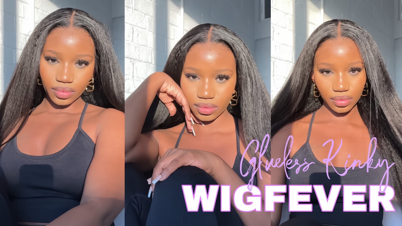 BOMB 26 INCH PRE-PLUCKED HD GLUELESS KINKY STRAIGHT WIG ft. Wigfever ​⁠