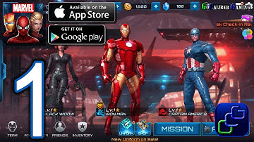 MARVEL Future Fight Android iOS Walkthrough - Gameplay Part 1 - Tutorial, Chapter 1 (NO IAP)
