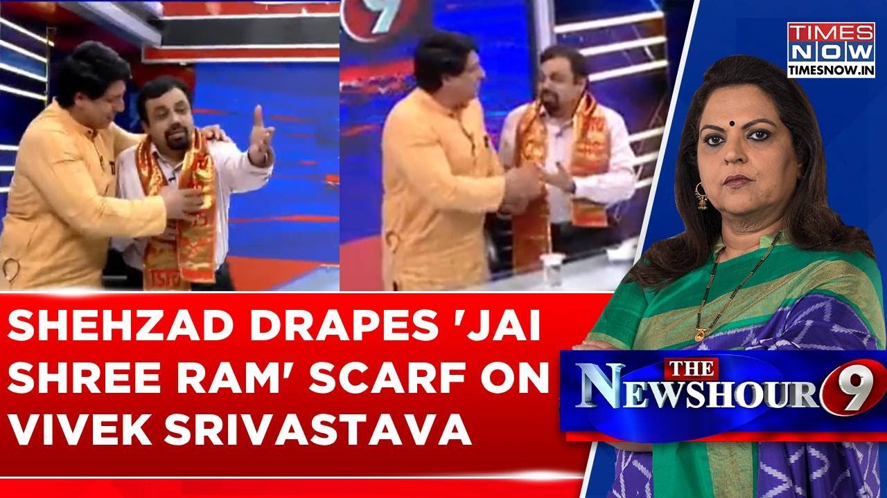 Shehzad Poonawalla Drapes 'Jai Shree Ram' Scarf On Vivek Srivastava; Navika Kumar & Panellists Smile