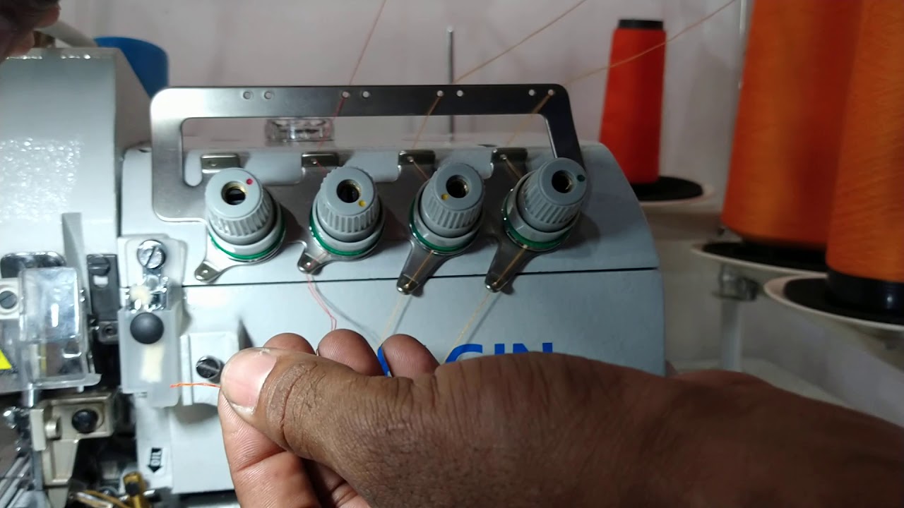 como passar a linha e fios na ponto cadeia overlock,