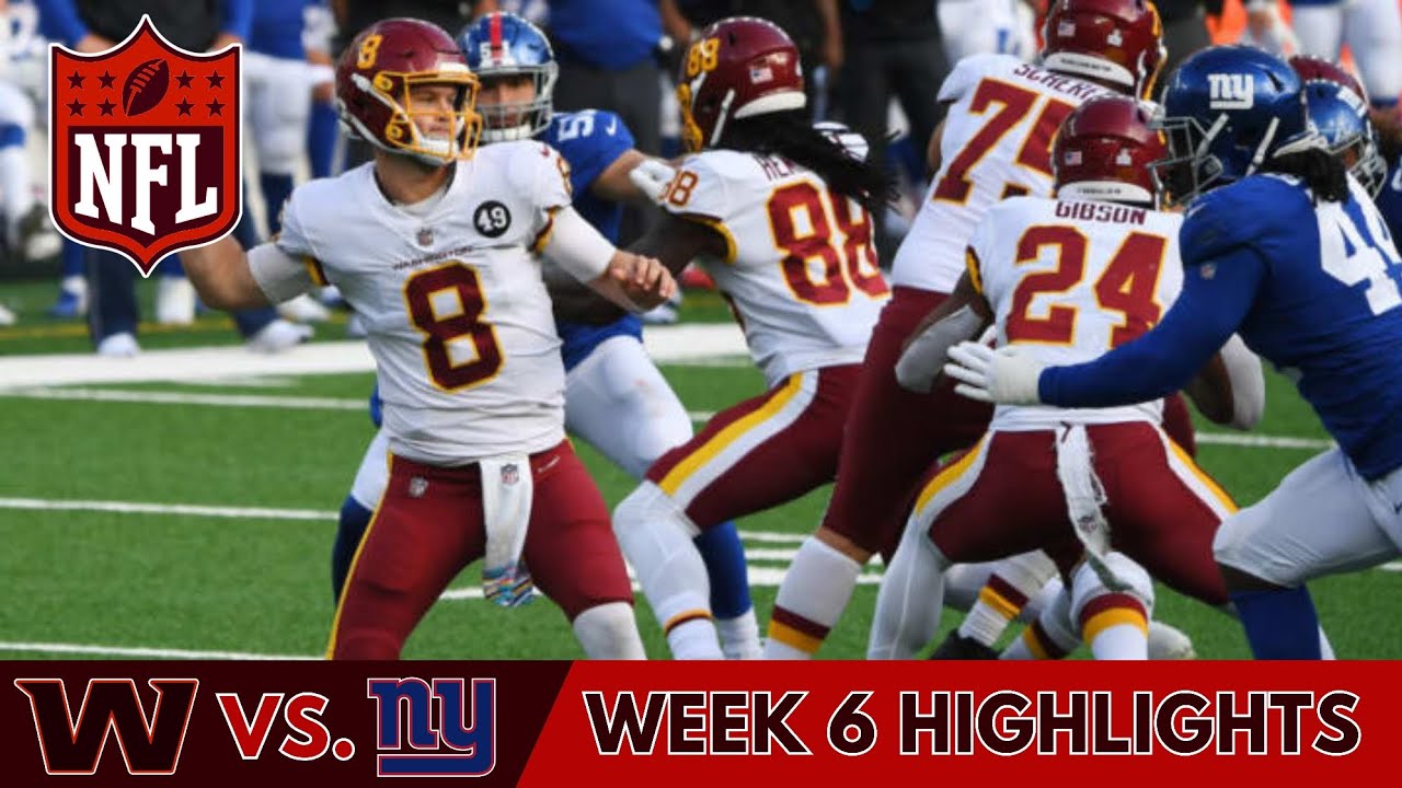 Washington football team 2020 highlights week 6 at Giants. 