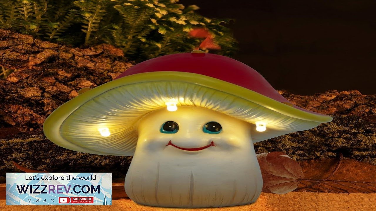 Solar Garden Small Mushroom Decor Outdoor Statue Mushroom with Waterproof Sculptures Review