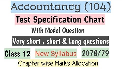 Class 12 || Accountancy New Syllabus || Test Specification Chart with Model Question 2078 ||AG TV||
