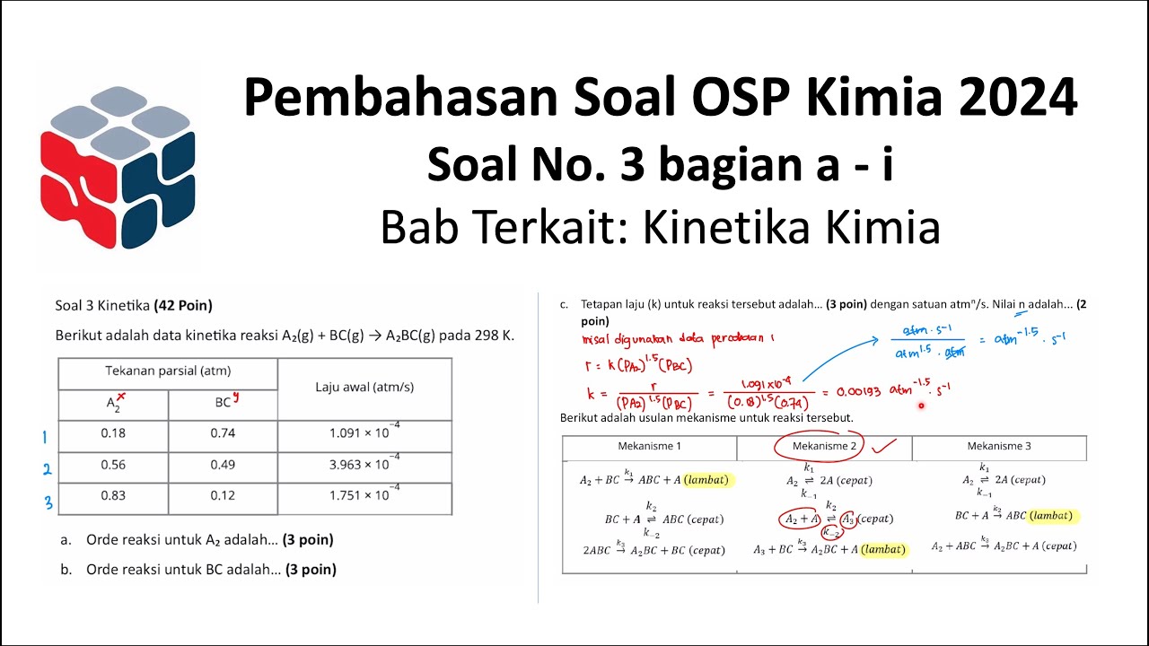 Tetap fokus walau soalnya agak banyak! Pembahasan Soal OSP 2024 - No 3: Kinetika Kimia