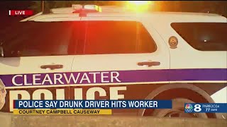 Police say drunk driver hits worker; reminds public of move over law