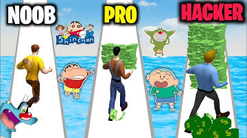 Noob vs Pro vs Hacker | In Money Run 3d with Shinchan oggy and Jack | Vikki Sena