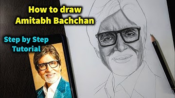 How to Draw Amitabh Bachchan Step by Step Sketch tutorial - Part 2/ Pencil Shading, Blending, Eyes