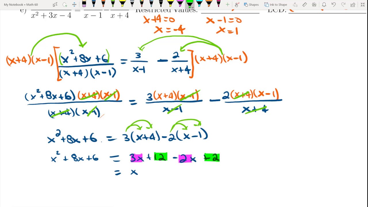 Section 6.4: Solving Equations Containing Rational Expressions (Update ...