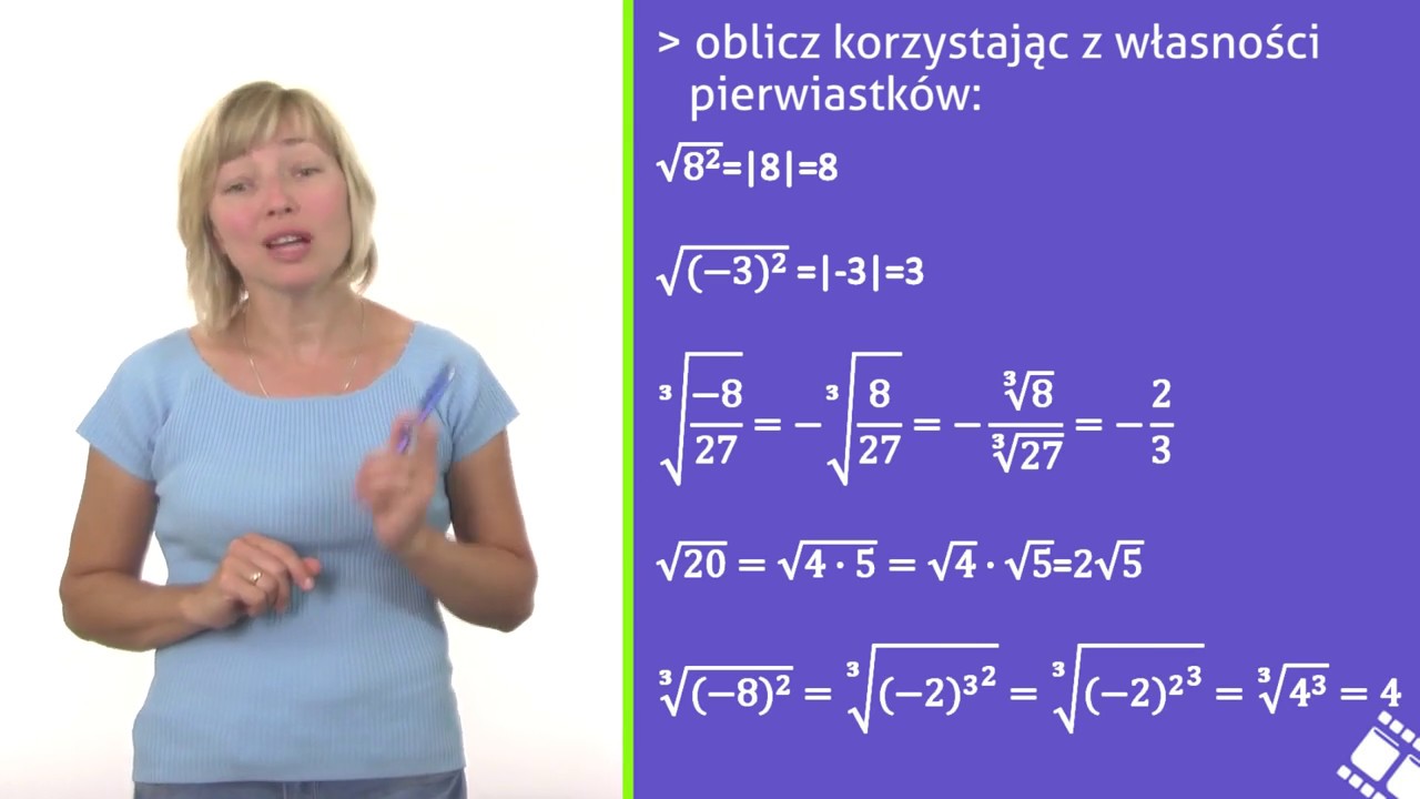 Pierwiastek Arytmetyczny Pierwiastek Stopnia Nieparzystego Z Liczby Ujemnej Pierwiastek arytmetyczny - YouTube