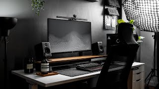 Vibey Desk Setup & Home Office Studio Tour 2024 | Dark Mode